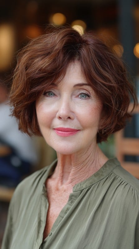 Textured Auburn Bob with Playful Volume