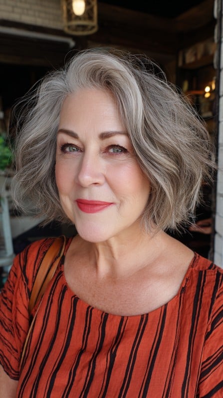 Textured Gray Bob with Lively Movement