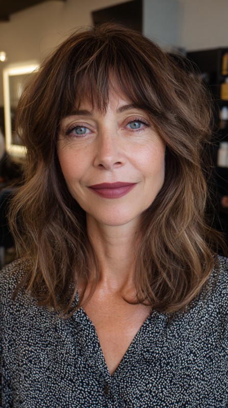 Textured Mid-Length Cut with Soft Bangs