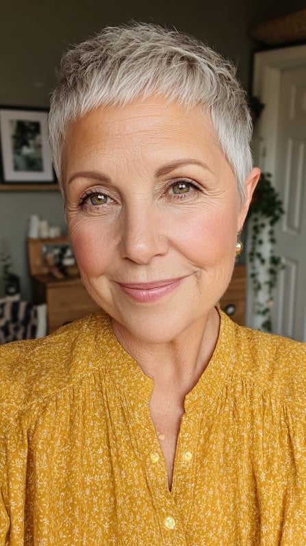 Textured Silver Pixie with Subtle Volume