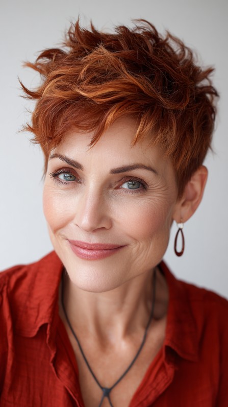 Vibrant Textured Razored Pixie with Lively Layers