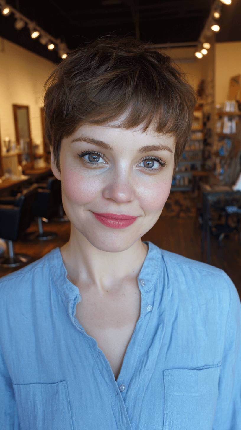 Chic Textured Pixie Cut with Soft Bangs