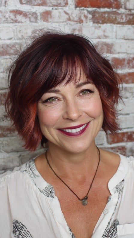Bold Textured Bob with Fiery Highlights