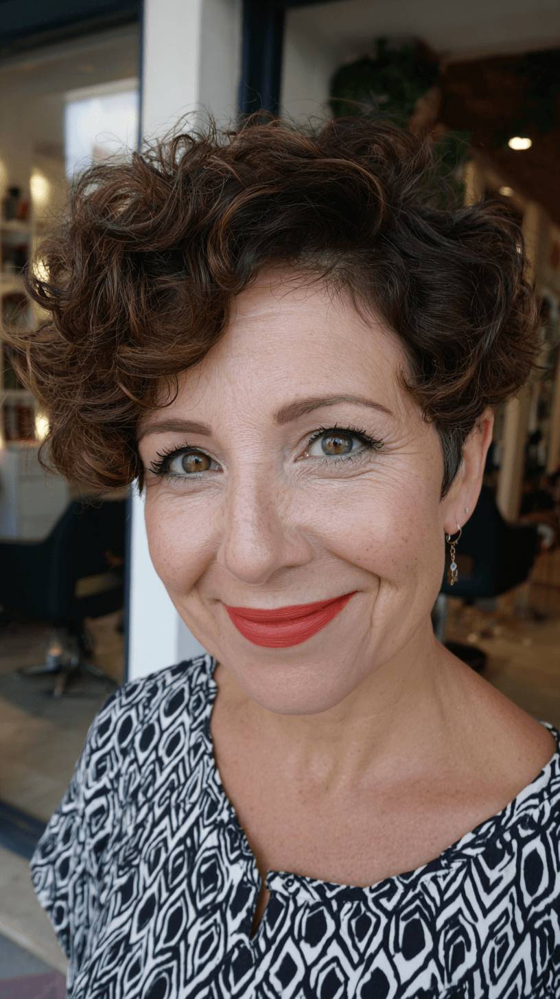 Chic Curly Pixie Cut with Defined Curls
