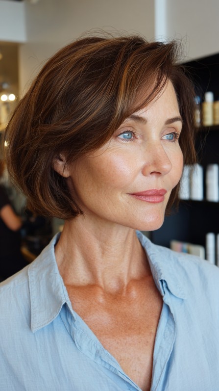 Chic Layered Bob with Subtle Highlights