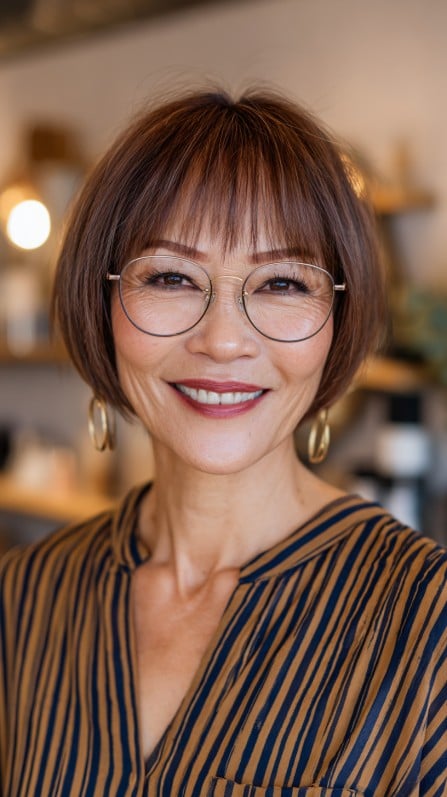 Chic Rounded Bob with Subtle Bangs
