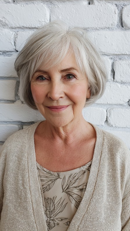 Chic Soft Silver Bob with Gentle Layers