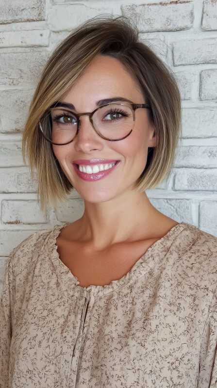 Chic Textured Bob with Subtle Highlights
