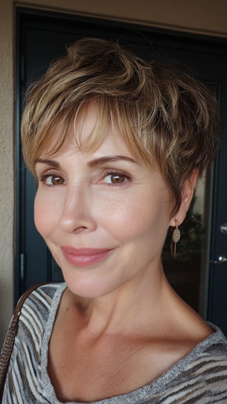 Chic Textured Pixie Cut with Soft Bangs