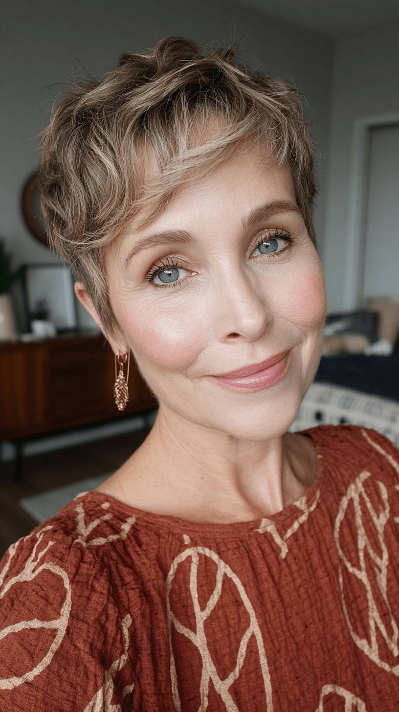 Chic Textured Pixie Cut with Subtle Highlights