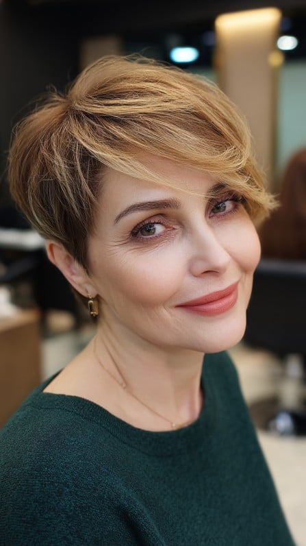 Chic Textured Pixie with Soft Side-Swept Bangs