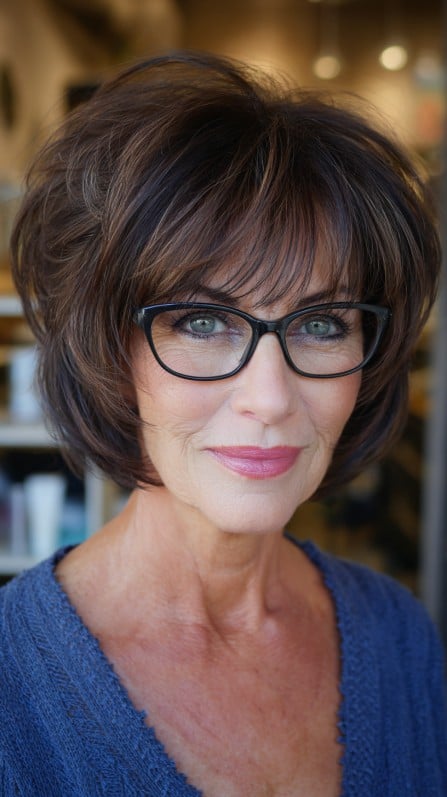 Chic Voluminous Layered Bob with Face-Framing Bangs