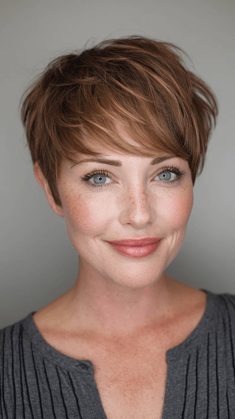 Choppy Textured Pixie with Side-Swept Bangs