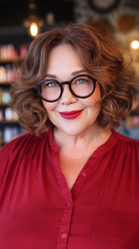 Dynamic Curly Shoulder-Length Cut with Volume