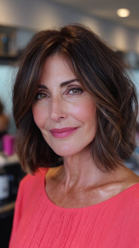 Effortless Textured Lob with Subtle Highlights