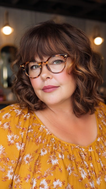 Soft Curly Bob with Wispy Bangs