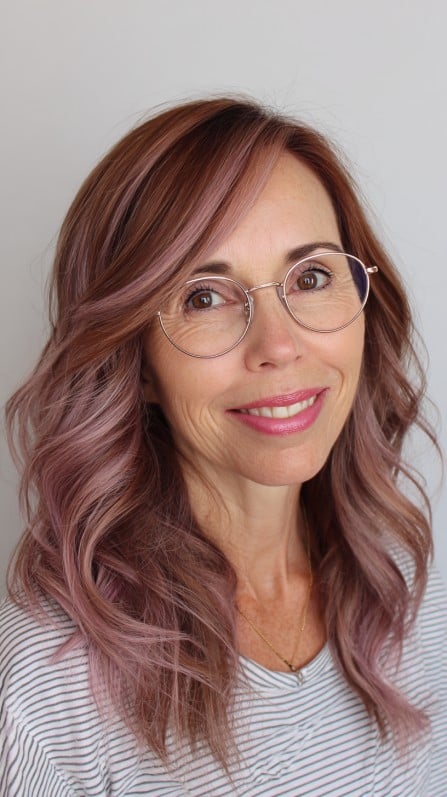 Soft Rose-Tinted Layered Waves