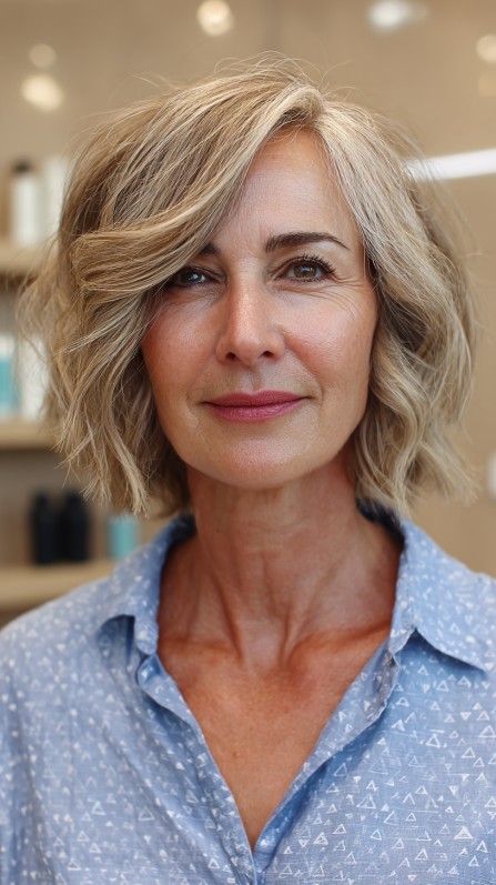 Soft Textured Bob with Gentle Waves