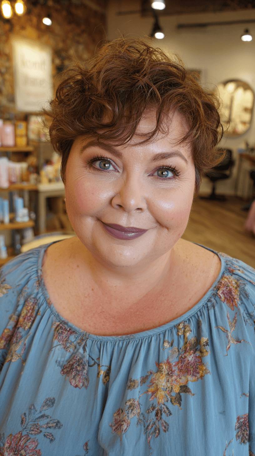 Textured Curly Pixie Cut with Soft Volume