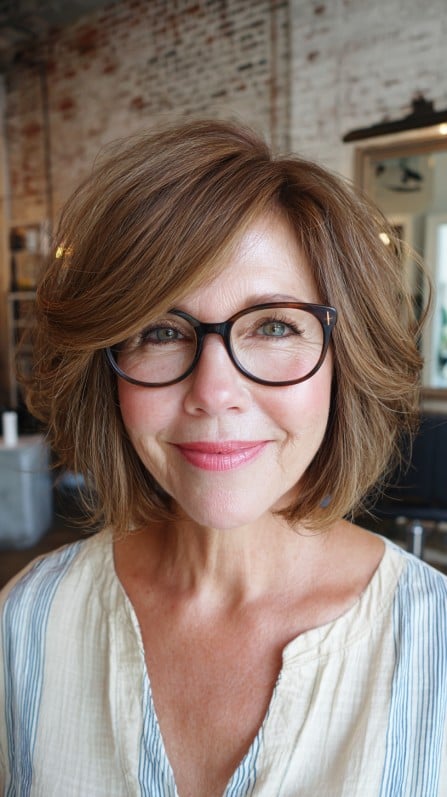 Textured Mid-Length Bob with Voluminous Layers