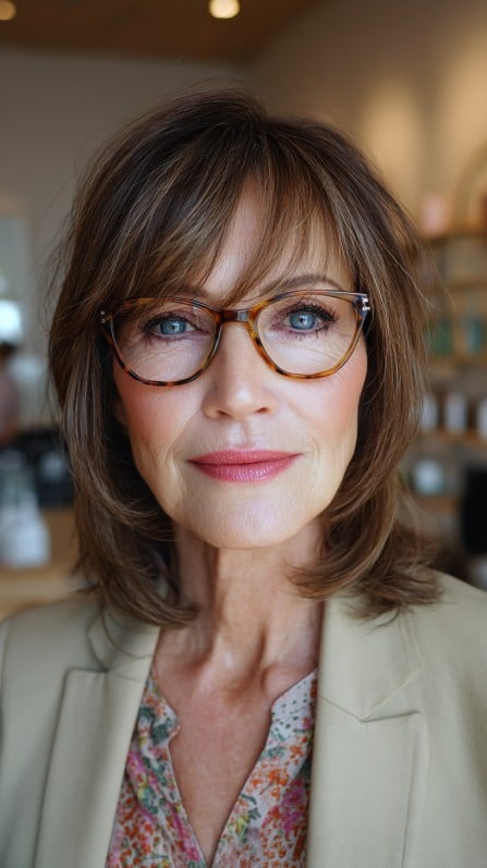 Textured Mid-Length Cut with Soft Bangs