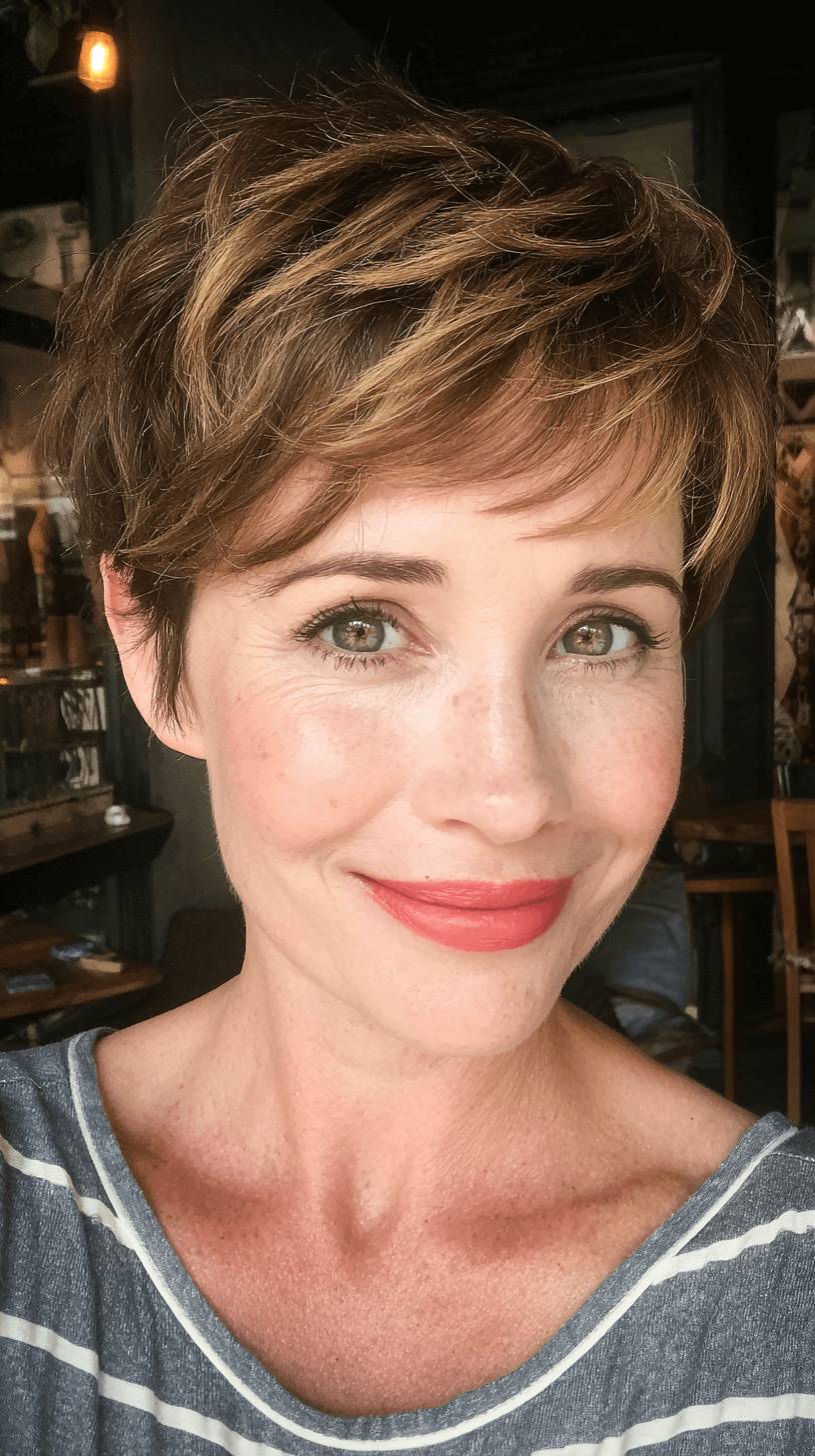 Textured Short Pixie Cut with Soft Bangs