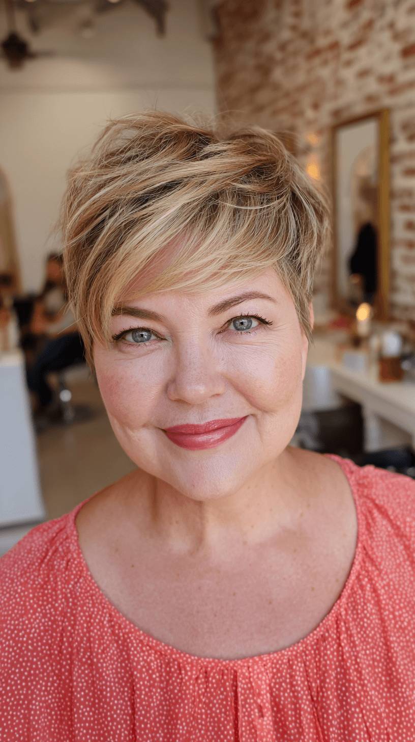 Textured Short Pixie Cut with Soft Face-Framing Layers