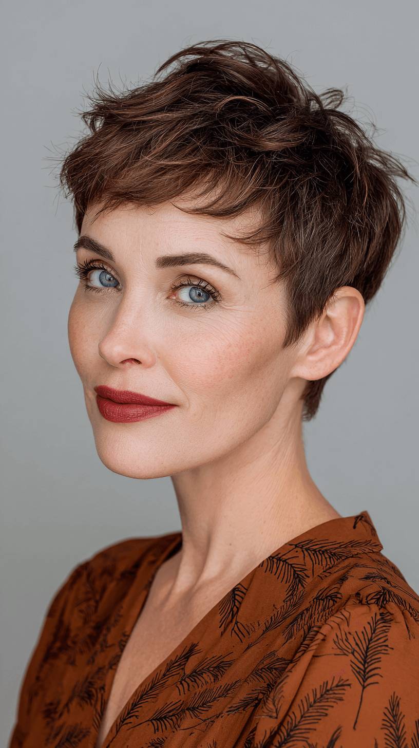 Textured Short Pixie Cut with Subtle Volume