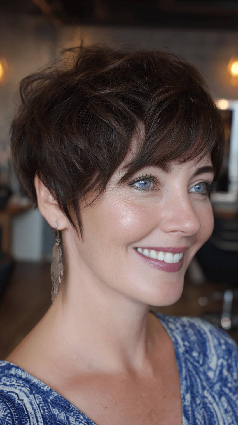 Textured Short Pixie with Soft Volume and Face-Framing Layers