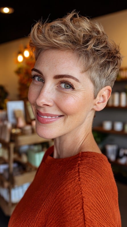 Textured Short Pixie Cut with Lively Volume