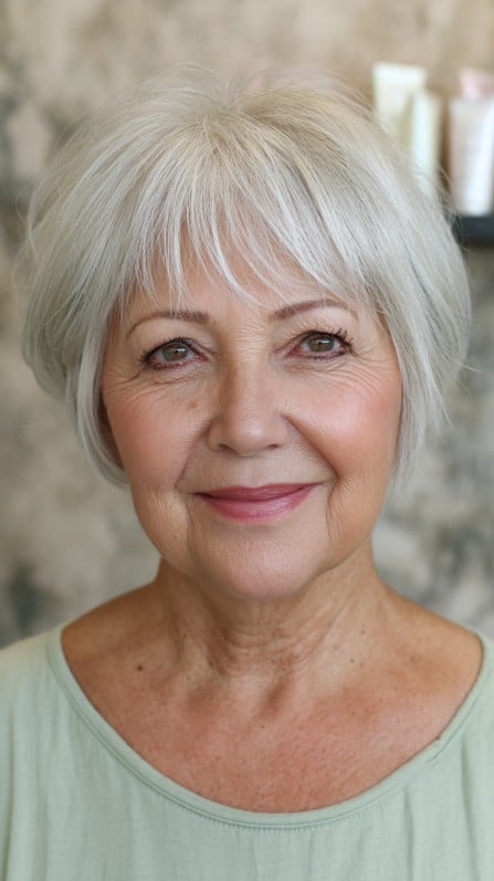 Charming Soft Textured Pixie with Long Bangs