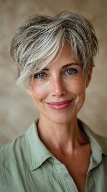 Chic Layered Textured Pixie Cut with Subtle Highlights