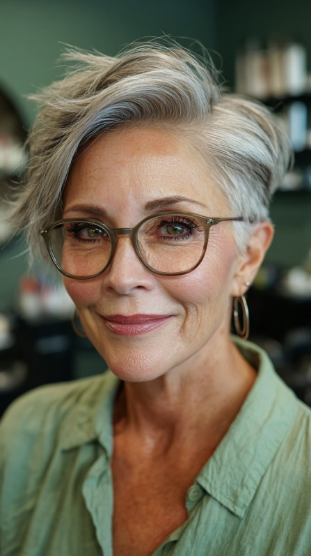 Chic Silver Textured Pixie Cut with Effortless Volume