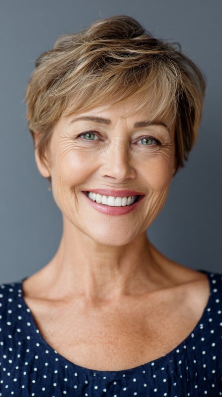 Chic Textured Pixie Cut with Long, Soft Bangs