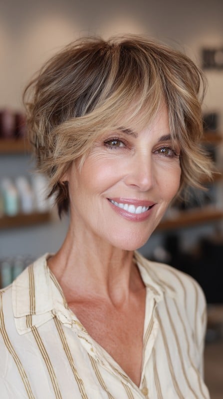 Chic Textured Pixie with Face-Framing Bangs