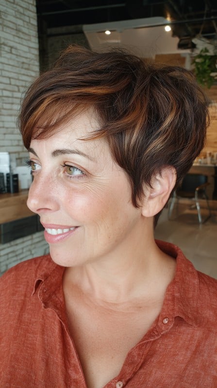 Modern Stacked Pixie with Subtle Highlights