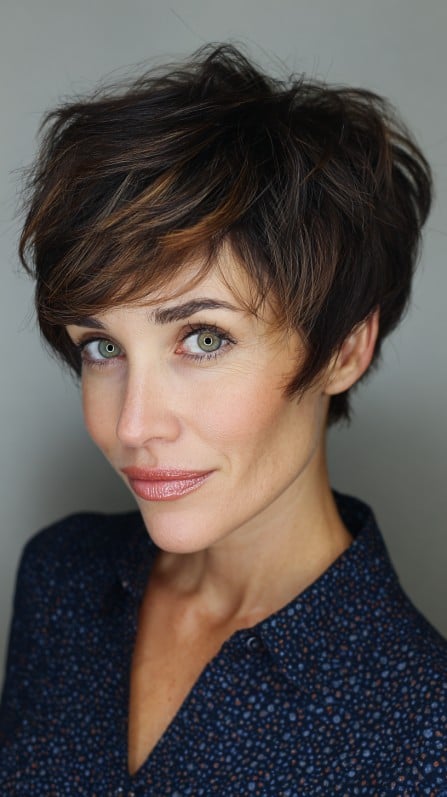 Modern Stacked Pixie with Textured Layers