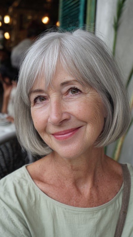 Silver Blunt Cut with Soft Fringes