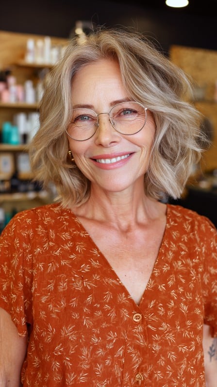 Soft Textured Wavy Bob with Face-Framing Layers