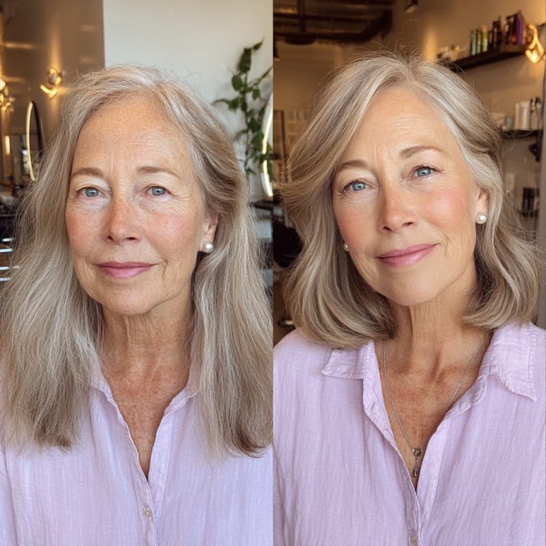 Softly Layered Shoulder-Length Cut with Natural Waves