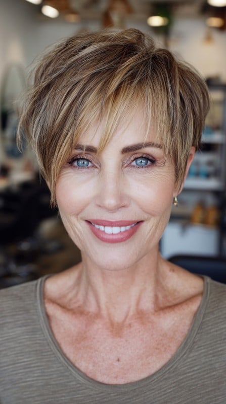 Stylish Textured Pixie Cut with Soft Bangs