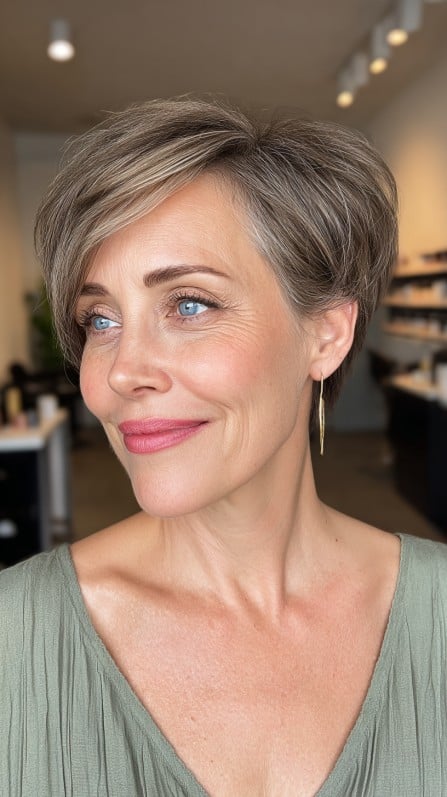 Stylishly Layered Stacked Pixie with Soft Volume