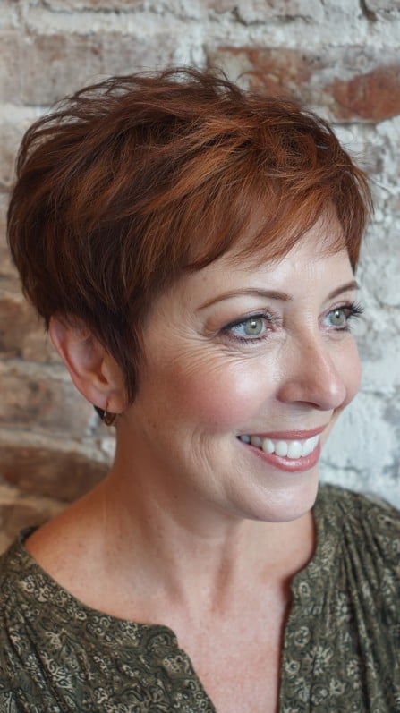 Textured Copper Pixie Cut with Soft Volume