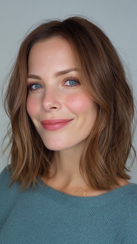 Textured Medium-Length Wavy Cut with Subtle Layers