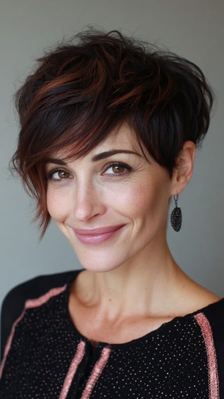 Textured Pixie Cut with Long Side Bangs