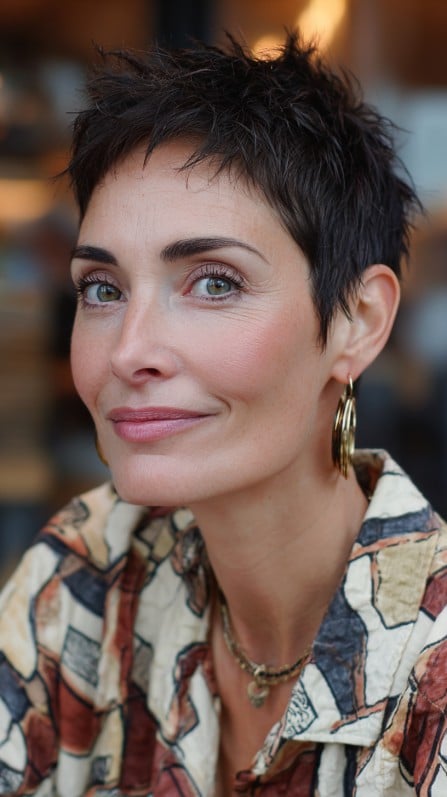 Textured Short Pixie Cut with Defined Edges