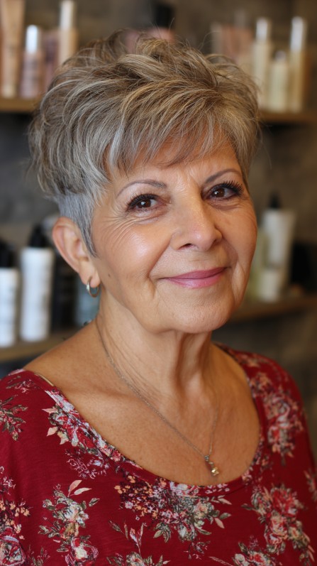 Textured Short Pixie Cut with Layered Volume