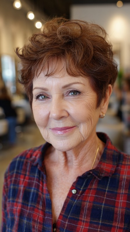 Textured Short Pixie Cut with Lively Curls