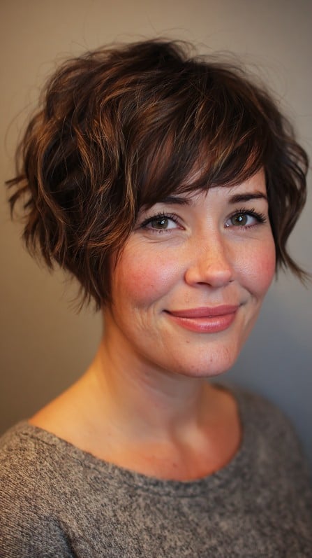 Textured Short Pixie Cut with Lively Waves