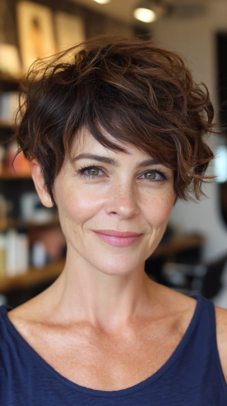Textured Short Pixie Cut with Playful Curls
